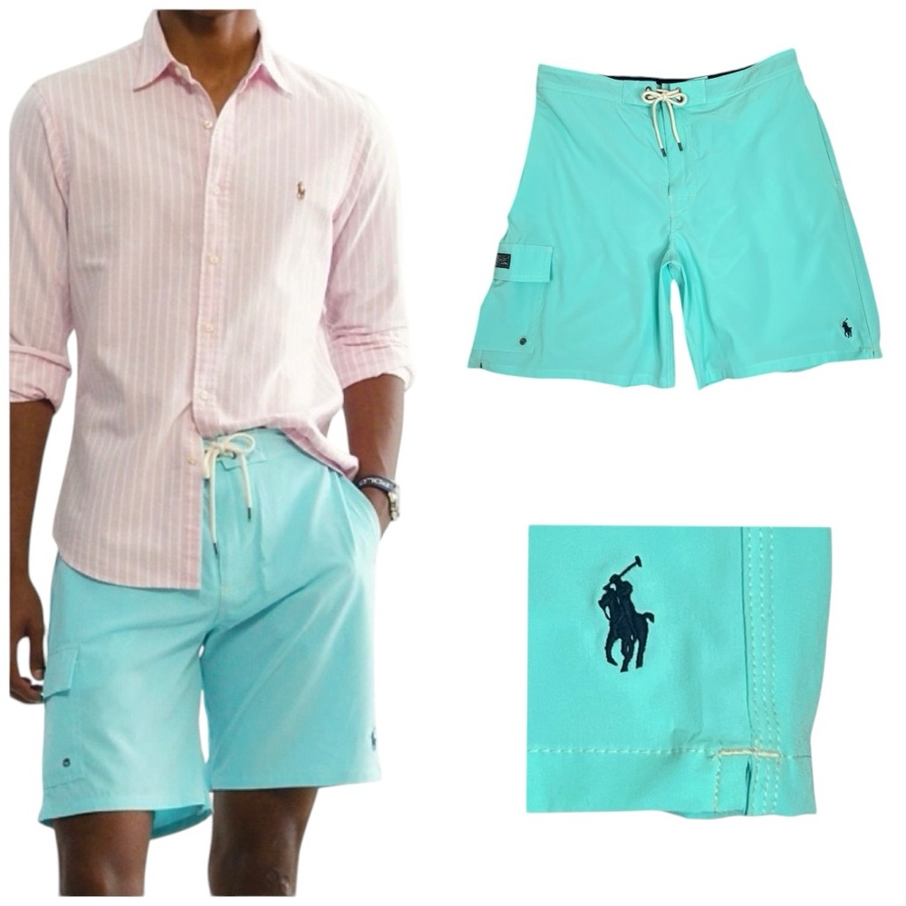 Polo Ralph Lauren Men's Cargo Pocket Swim Trunks Blue XXL 2XL NWOT MSRP $85